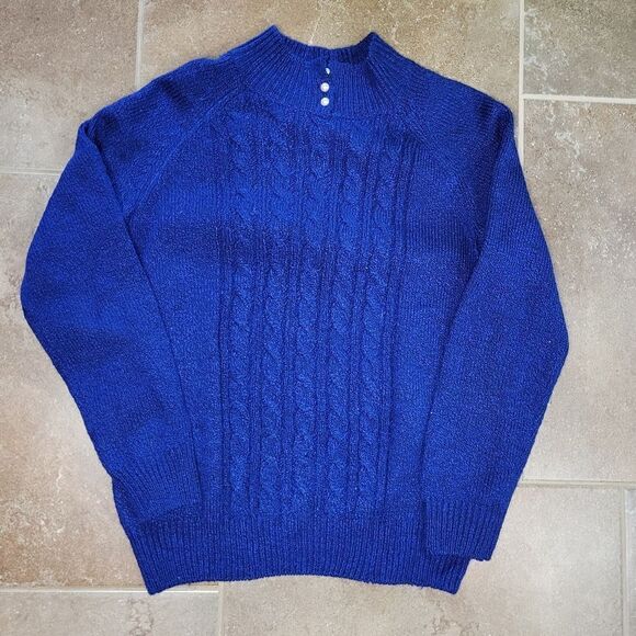 KAREN SCOTT Womens Blue Cable Knit Heather Long Sleeve sweater - Picture 6 of 12